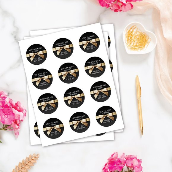 Gold Happy to See You 2" Stickers (48ct) Must Bundle - Picture 2 of 4